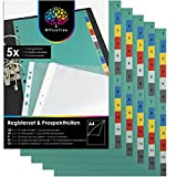 OfficeTree divisori raccoglitori ad anelli in formato A4 con stampa dei numeri 5x 1-12 multicolori - Con 12 buste trasparenti ...