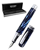 Online 44006 - Penna stilografica stile bohemien, colore blu, in resina e acrilico di alta qualità con pennino M (medio), ...