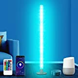 Oraymin Lampada da terra intelligente per soggiorno, 11W RGB dimmerabile, con telecomando, telecomando tramite app, compatibile con Google Home e ...