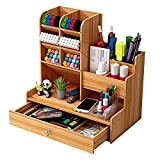 Organizer da scrivania in legno fai da te da te per cancelleria, grande capacità, con cassetto per casa, ufficio e ...