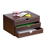 Organizer da scrivania in pelle con 3 cassetti, per ufficio esecutivo, archivio da scrivania A4, contenitore impilabile per gioielli,banconote, carta,documenti,accessori ...