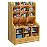Organizer per penne in legno aggiornato con cassetto, portapenne fai da te da scrivania ordinata Caddy cancelleria per ufficio scrivania ...
