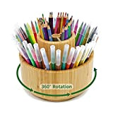 Organizzatore portapenne in bambù, organizzatore rotondo di forniture artistiche, tenere 420 matite, archiviazione desktop per pennarelli, matite colorate, pennelli artistici, ...
