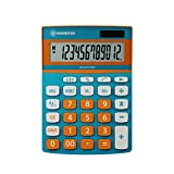 Osama METALCOLOR, Calcolatrice da tavolo a 12 cifre con display inclinato - Azzurro e Arancio