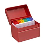 Osco AIBOX-RED Red Hi-Gloss Index Box with 100 Cards and Coloured Tabs