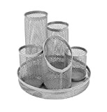 Osco DT5 Mesh Pencil Pot Scratch-resistant with Non-marking Base 5 Tube Silver