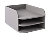 OSCO GRYPU3DTT Faux Leather 3 Tier Designer Letter Tray - Grey