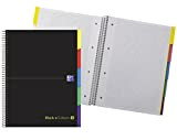 Oxford Black N'Colours - Quaderno A4, 100 fogli microforati, copertina extra rigida, griglia 5 x 5 mm, colore nero