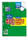 Oxford - Lotto di 400 pagine, a quadretti grandi, formato A4, 21 x 29,7 cm, perforati