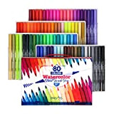 Pagos 80 Colors Dual Brush Pens Set Watercolor Art Markers Fine & Brush Tip Pen for Coloring Books Drawing Lettering ...