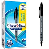 Paper Mate Flexgrip Ultra Penna a Sfera a Scatto, Punta Media (1 mm), Nero, Confezione da 12