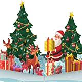 PaperCrush® - Biglietto di Natale pop-up 3D con Babbo Natale e renna per bambini, donne e uomini, fatto a mano, ...
