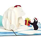 papercrush® - Biglietto pop-up natalizio con motivo "Orso polare e pinguino", divertente biglietto di Natale 3D, fatto a mano per ...