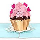PaperCrush® - Biglietto pop-up per compleanno, cupcake, 3D, con muffin per la migliore amica, moglie o ragazza, biglietto di auguri ...