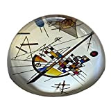 Parastone - Fermacarte moderno in vetro, a cupola, da scrivania, PKAN1, motivo: Kandinsky