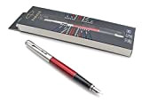 Parker Jotter - Penna stilografica in acciaio INOX, con pennino medio, colore: Rosso