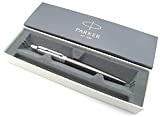 Parker Jotter Premium, penna a sfera in acciaio inox, con motivo diagonale inciso, inchiostro gel nero, confezione regalo