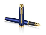 Parker Pen Parker IM Premium Limited Edition, Penna stilografica, laccata blu brillante con finiture dorate, pennino dorato, inchiostro nero, confezione ...