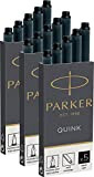 Parker Quink - Cartucce di ricarica per penna stilografica, cartucce lunghe, confezione da 15 pezzi, inchiostro nero