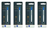 Parker Quink - Ricarica per penna roller a punta media, lotto di 4, colore: Blu