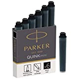 PARKER Quink ricariche per penne stilografiche, cartucce corte, inchiostro nero, confezione da 6