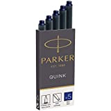 PARKER Quink ricariche per penne stilografiche, cartucce lunghe, inchiostro blu, confezione da 5