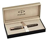 Parker Sonnet-Penna stilografica a tratto Fine, laccata in oro 18 k, copricerchi intenso Pennino medio marrone gomma laccato rosa oro ...