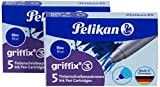 Pelikan 960575 Griffix - Cartucce d'inchiostro per penna (2 x blister da 5), colore: Blu