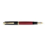 Pelikan Souverän M800 816502 - Penna stilografica con pennino in oro 18 carati, colore: nero/rosso