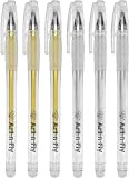 Penna gel Gold & Silver per artista, punta fine 0,7mm, inchiostro oro con inchiostro giapponese, confezione da 6 penne metallizzate ...