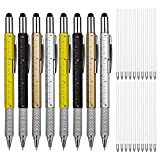 Penna multiutensile 6 in 1, set di 8 Penna a Sfera con 20 Ricariche Sostituibili biro multifunzionale con mini cacciavitepenna ...