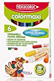 Pennarelli Colormaxi Fibracolor, confezione 6 colori, punta grossa conica maxi carica d'inchiostro, superlavabili