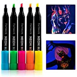 Pennarelli fluorescenti per tessuti | colori UV si illumina sotto la luce nera | pennarelli neon per magliette, borse in ...