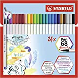 Pennarello Premium con punta a pennello - STABILO Pen 68 brush - Astuccio da 24 - con 19 colori assortiti