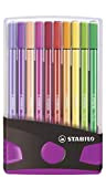 Pennarello Premium - STABILO Pen 68 Colorparade - Astuccio Desk-Set da 20 antracite/rosa - 20 colori assortiti