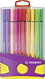 Pennarello Premium - STABILO Pen 68 Colorparade in Lilla - Astuccio da 20 con gancio - Colori assortiti