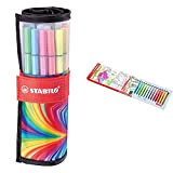 Pennarello Premium STABILO Pen 68 Rollerset con 25 colori assortiti ARTY Edition & Evidenziatore STABILO swing cool Desk-Set 18 Colori ...
