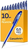 Penne Cancellabili Blu Ricaricabile - 10 Pezzi - Con 10 Ricariche - Facile da Cancellare - Cappuccio con Clip