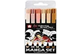 Penne Pennanelle da colorare Sakura Koi MANGA SET, 6 tonalità della pelle della penna a spazzola