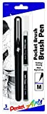 Pentel Arts Pocket Brush Penna, include 2 ricariche di inchiostro nero (GFKP3BPA)