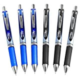 Pentel Energel BLN75, Penna a sfera con inchiostro gel retrattile, 0,5 mm, nero e blu, confezione da 6