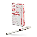 Pentel Energel Tradio, penna bianca con inchiostro rosso, 0,5 mm, confezione da 12