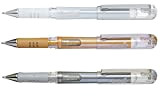 Pentel Hybrid Gel Grip DX K230/3 - Pattini in gel metallizzati, 1 mm, colore: Oro Argento e Bianco