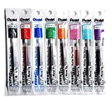 Pentel LR7 - Set di 8 ricariche per penna gel Energel, punta in metallo da 0,7 mm, colore: nero, blu, ...