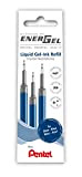 Pentel LRN5-3C - Ricarica per penne EnerGel, 0,5, 0,25 mm, punta dell'ago, 3 pezzi, colore blu