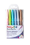 Pentel - Pennarello con punta simile a pennello “Brush Sign Pen”, SES15C-12 Pochette de 6 pastello