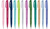 Pentel SES15C Brush Sign Pen pennarello punta fibra flessibile nuovi colori assortiti, 12 pz