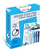 Pentel SES15C Brush Sign Pen Sketching Set Ocean Dream & quaderno