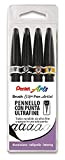 Pentel SESF30C Brush Sign Pen Artist punta a pennello extra fine taschina 4 pz ( nero, grigio, marrone, ocra)