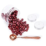 Perle di Ceralacca Ottagonali con 1 Cucchiaio per Sciogliere Cera Oro Rosa 2 Candele da Tè per Timbro Busta Sigillo ...